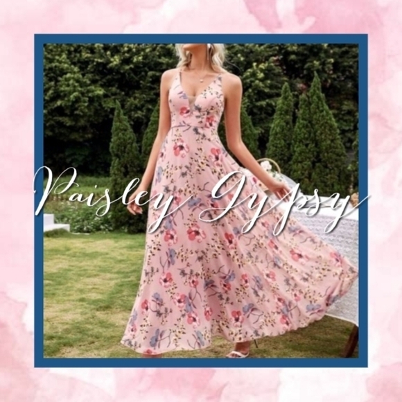 SEXY FLORAL PREMIUM QUALITY SPECIAL EVENT MAXI DRESS - Picture 1 of 11